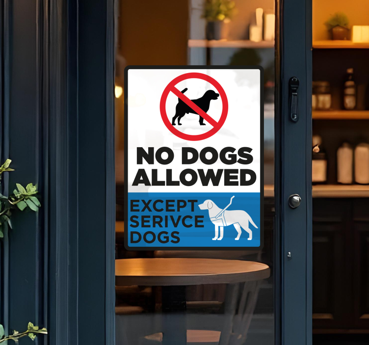 Autocolante para montras no dogs allowed except service dogs - TenStickers