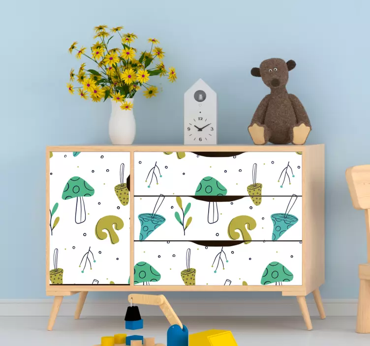Autocolante para móveis motivo vibrante de cogumelo - TenStickers