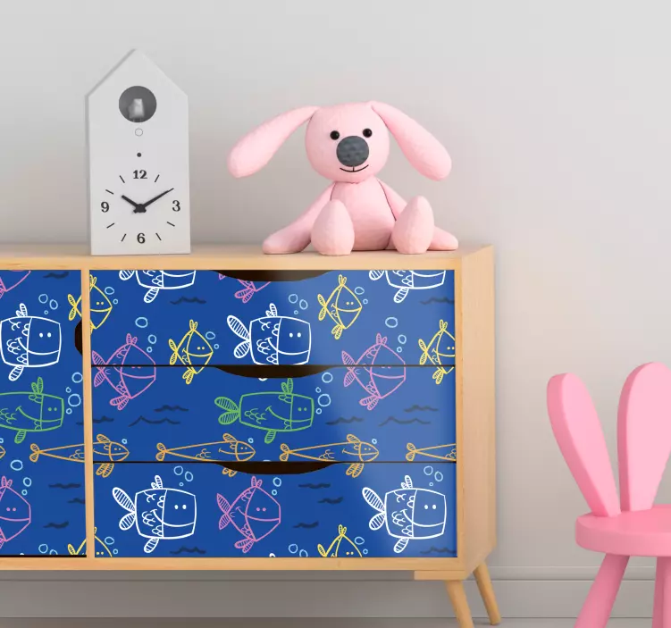 Autocolante para móveis motivo vibrante de peixe - TenStickers