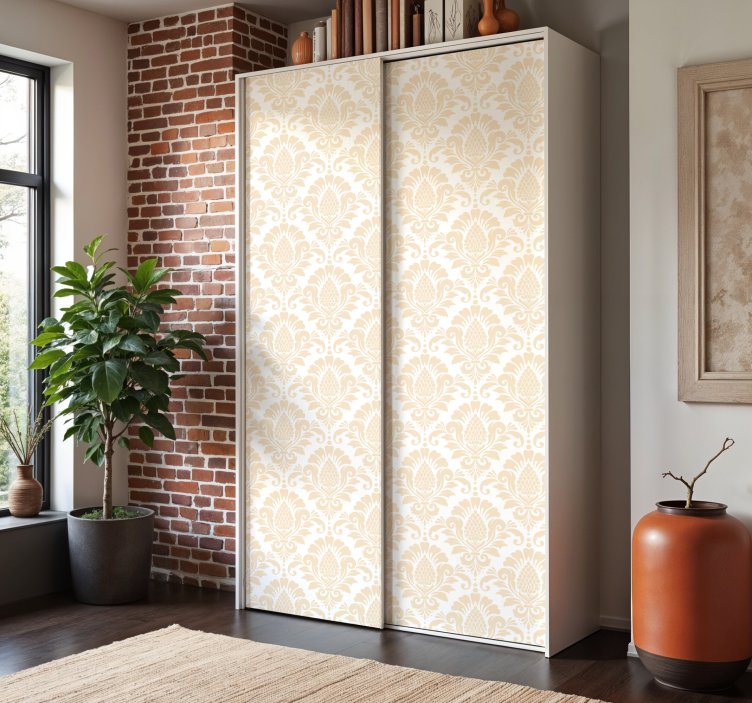 Autocolante para móveis padrão damasco bege - TenStickers