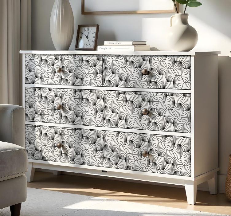 Autocolante para móveis padrão hexagonal com linhas - TenStickers