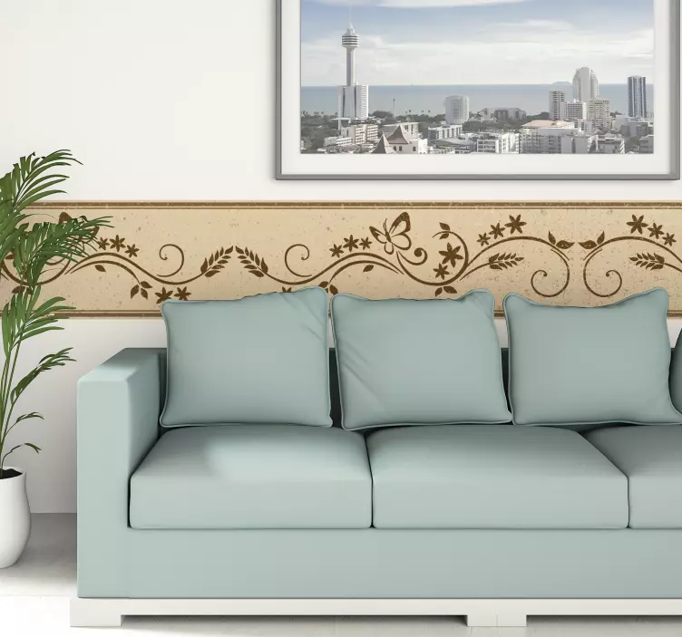 Autocolante para parede borboletas floral - TenStickers