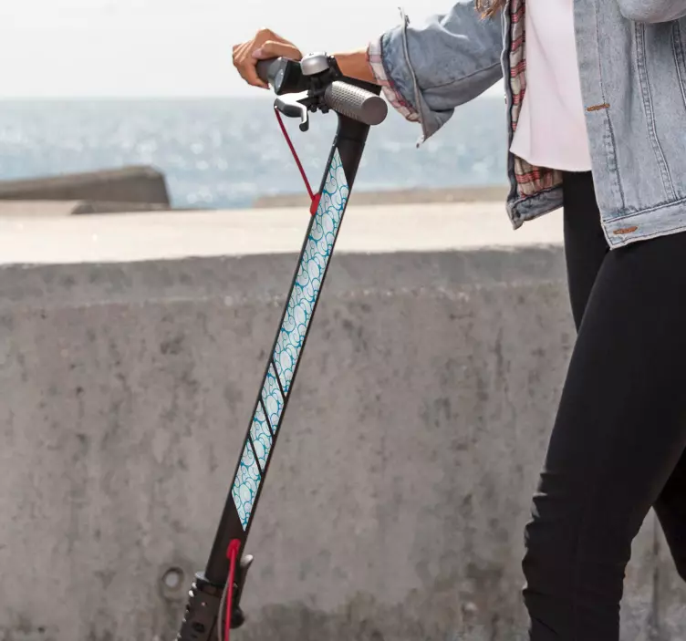 Adesivo para patinete elétrica padrão de ondas - TenStickers