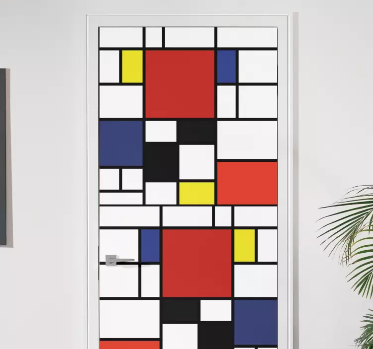 Autocolante para porta blocos geométricos mondrian - TenStickers