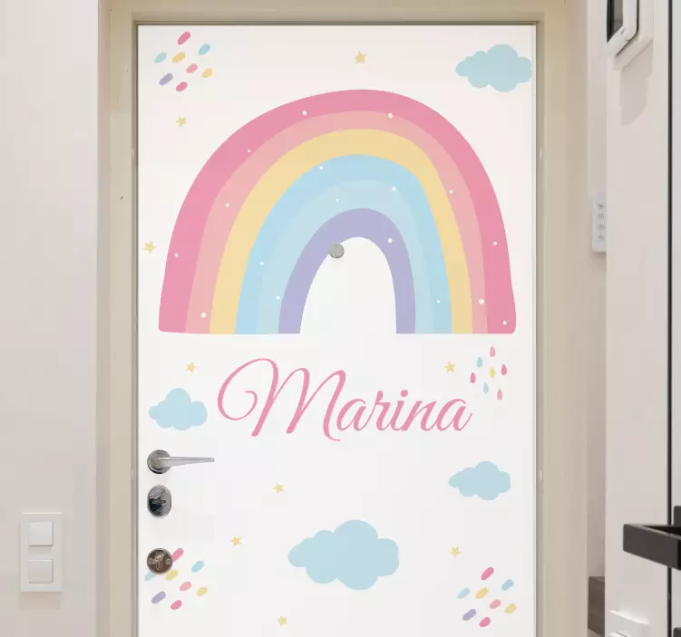 Autocolante para porta decoração personalizada de arco-íris - TenStickers