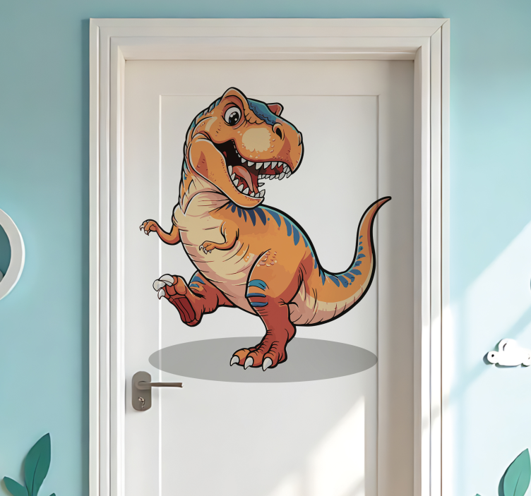 Autocolante para porta dinossauro para quarto infantil - TenStickers