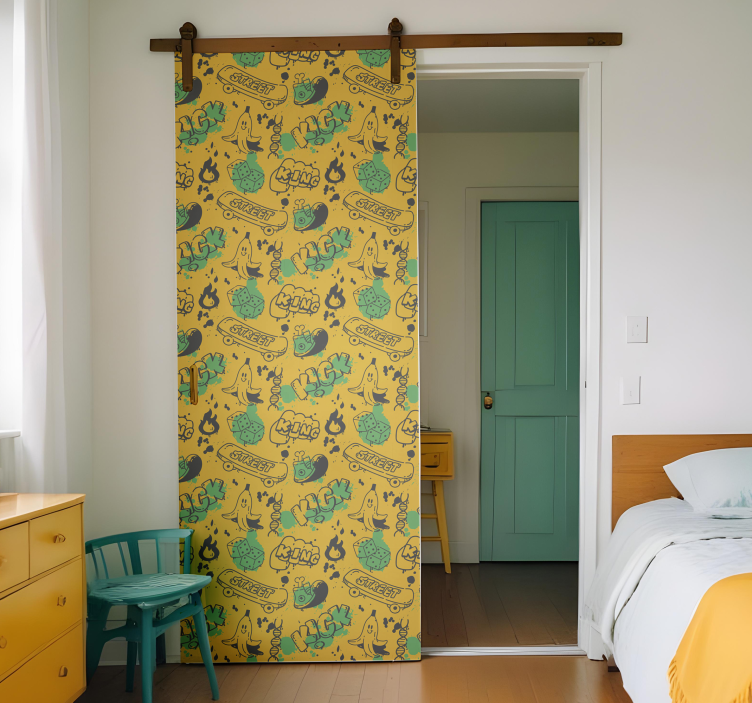 Autocolante para porta padrão urbano - TenStickers