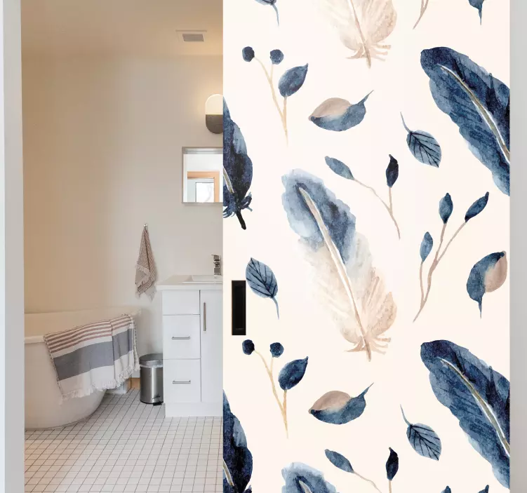 Autocolante para porta padrões de folhas elegantes - TenStickers