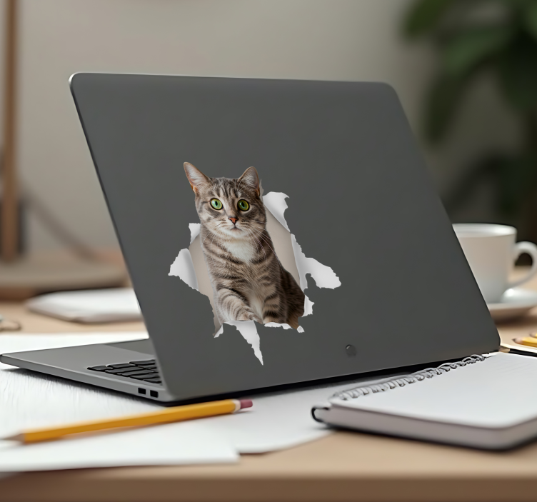 Autocolante para portátil gato 3d - TenStickers