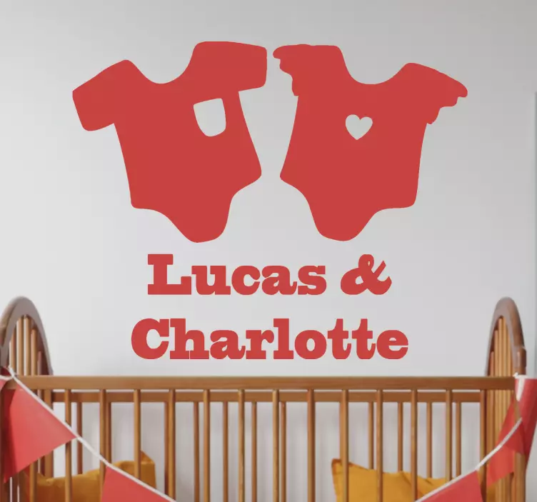 Vinil decorativo infantil gémeos com nome - TenStickers