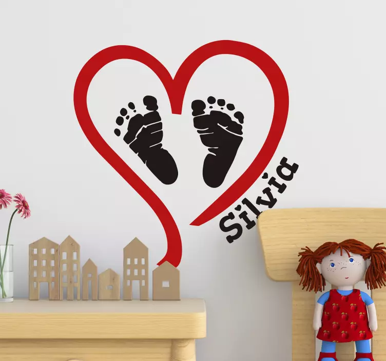 Autocolante para quarto de bebé Pés com Nome - TenStickers