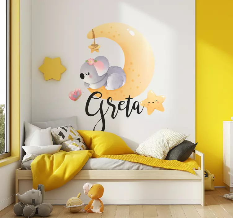 Adesivo para decoração de quarto infantil coala na lua - TenStickers