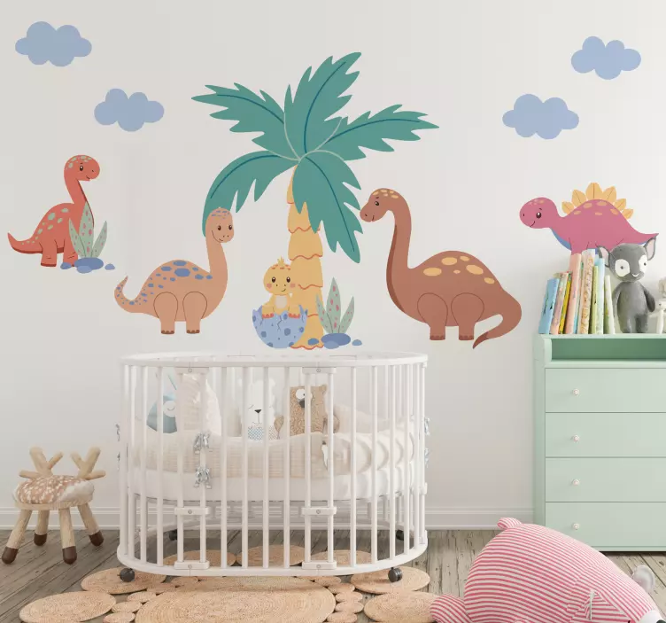 Adesivo para decoração de quarto infantil dinossauros fofos - TenStickers