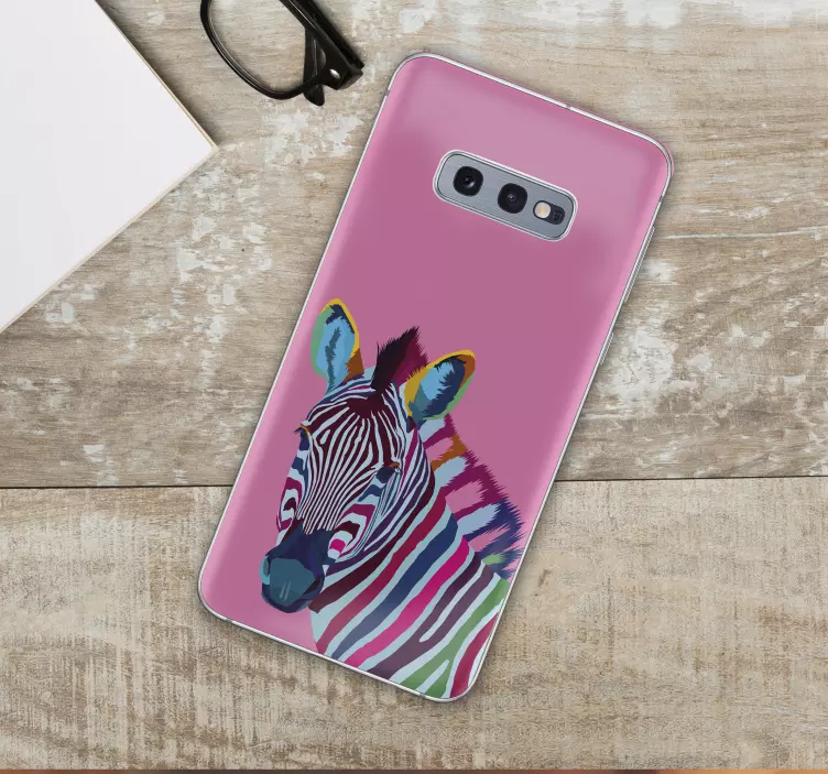 Autocolante para samsung cabeça de zebra colorida - TenStickers