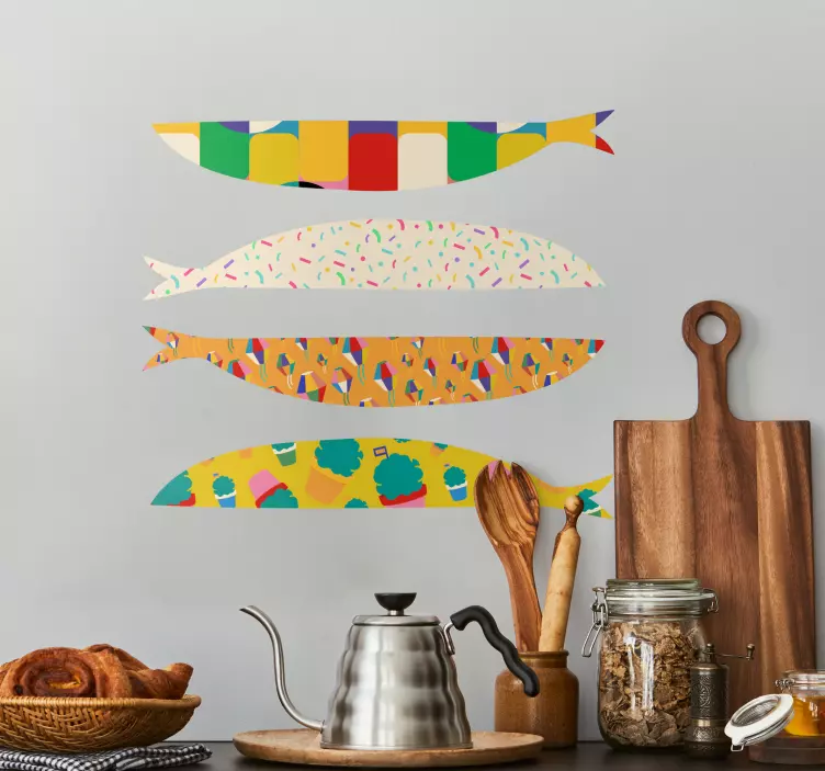 Autocolante peixes sardinhas coloridas - TenStickers