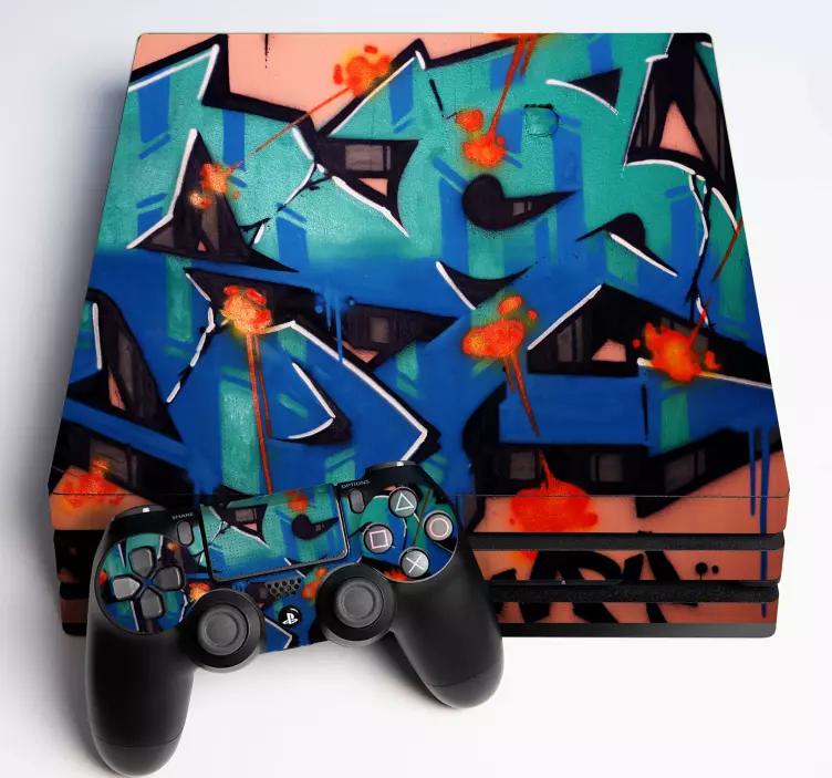 Autocolante ps4 com padrão graffiti vibrante - TenStickers