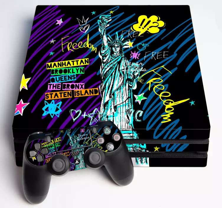 Autocolante ps4 design de paisagem urbana da liberdade - TenStickers