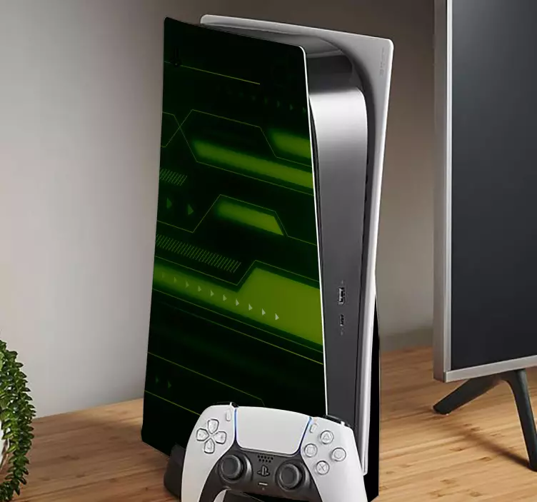 Autocolante ps5 padrões de tecnologia verde - TenStickers