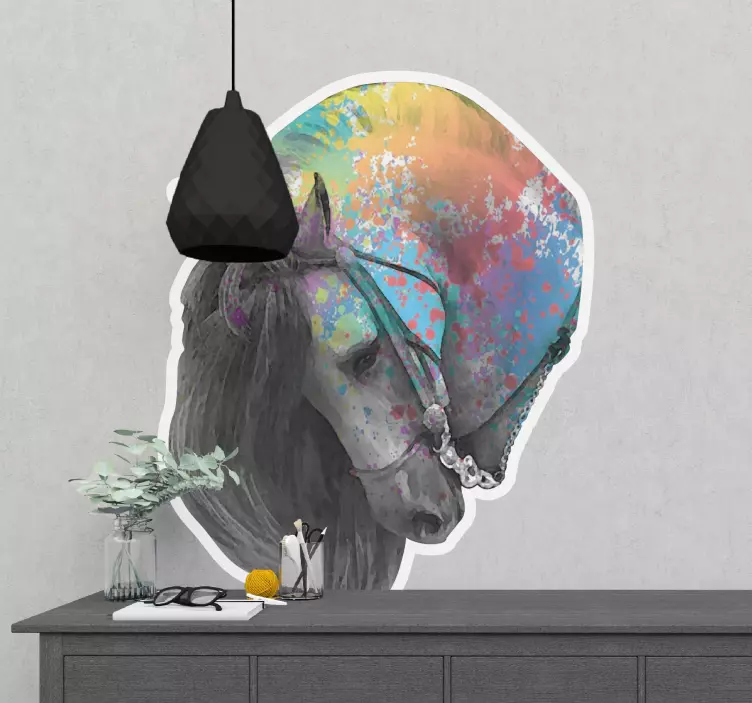 Autocolante retrato colorido de cavalo - TenStickers