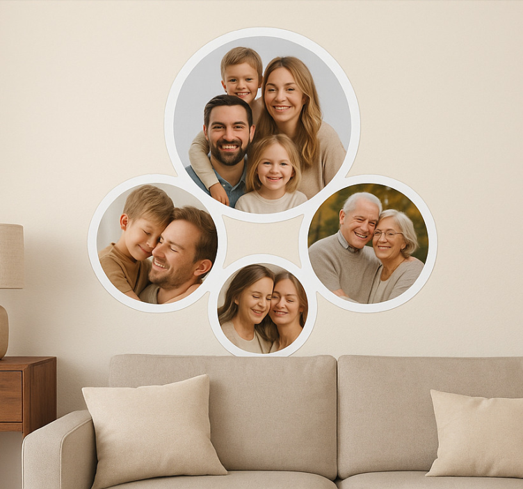 Autocolante sala de estar fotos personalizadas redondas - TenStickers