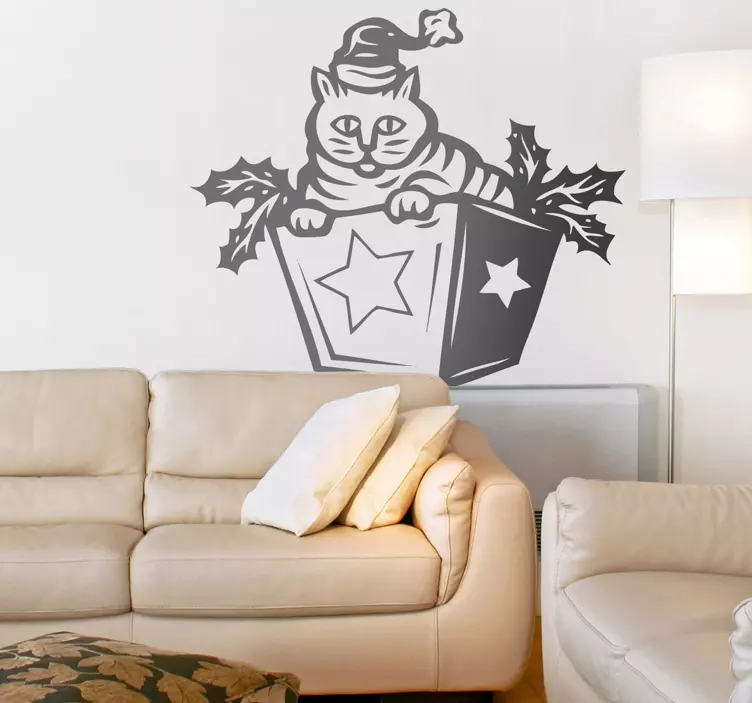 Autocolante São Valentim surpresa felina festiva - TenStickers