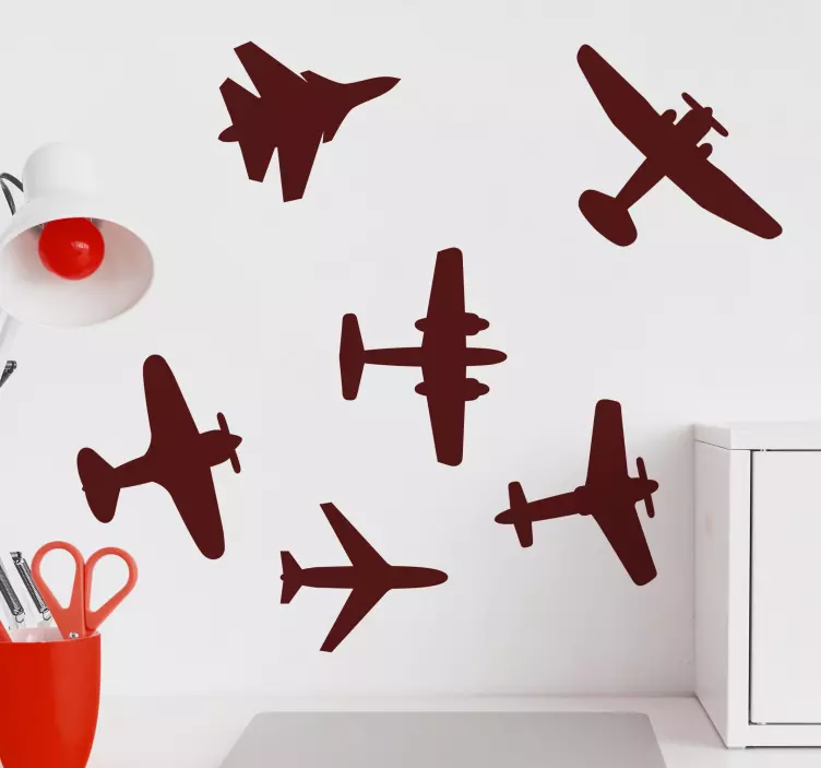Autocolante veículo silhuetas de aviões vintage - TenStickers