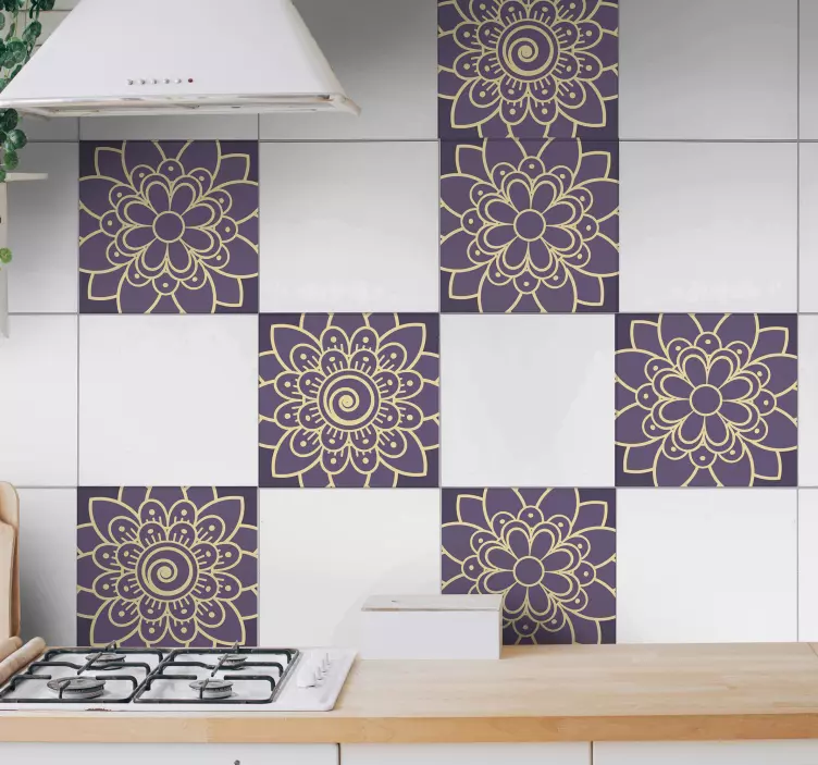 Adesivos azulejos Canto paisley floral - TenStickers