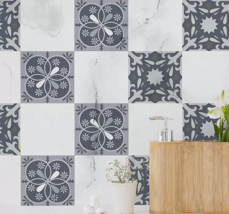 Adesivos azulejos Flor azul original - TenStickers