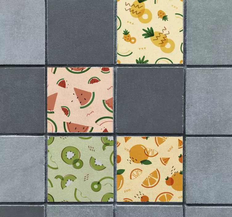 Autocolantes azulejos decorativos Cozinha de ladrilhos de frutas - TenStickers