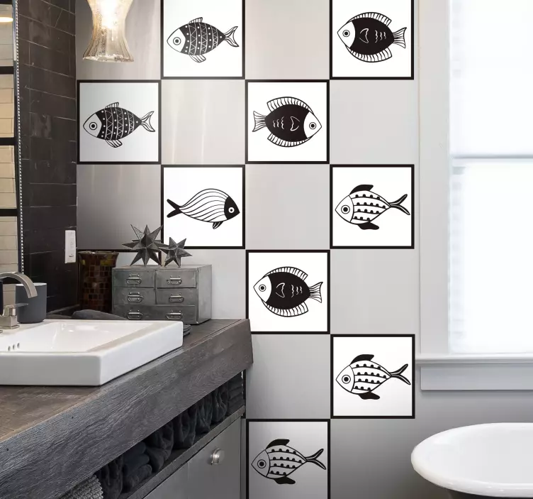 Adesivos azulejos Padrão de peixe bonito - TenStickers