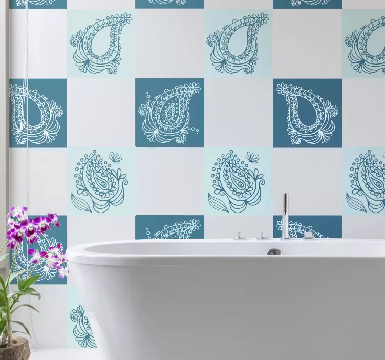 Adesivos azulejos Paisley floral - TenStickers