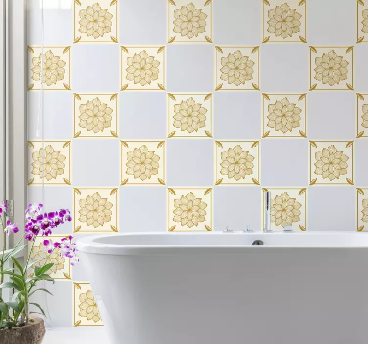 Adesivos azulejos Rebanho floral paisley - TenStickers