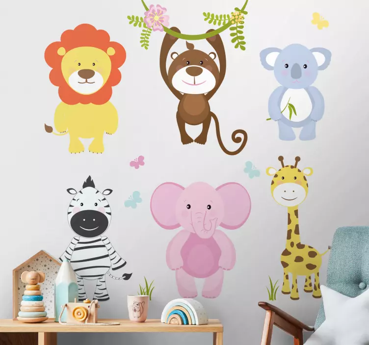 Autocolantes decorativos de animais diversos Animais bebês colori - TenStickers