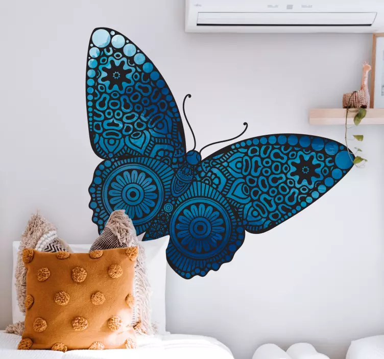 Autocolante Borboleta mandala decorativa azul - TenStickers