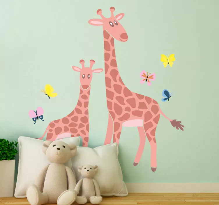 Autocolantes decorativos de animais diversos Girafa-borboleta pai - TenStickers