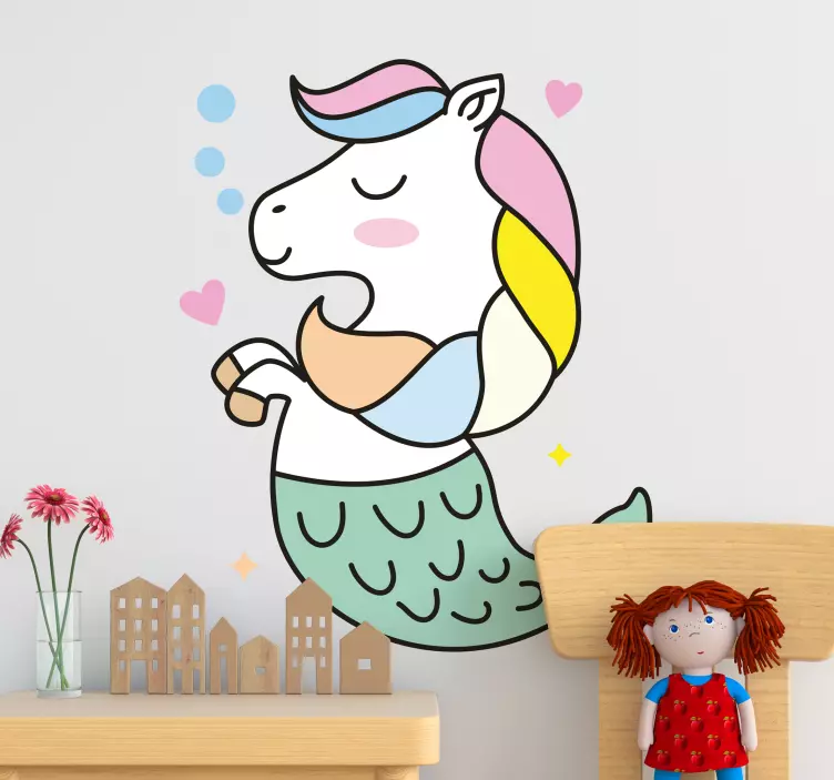 Vinil decorativo infantil Sereia unicórnio - TenStickers