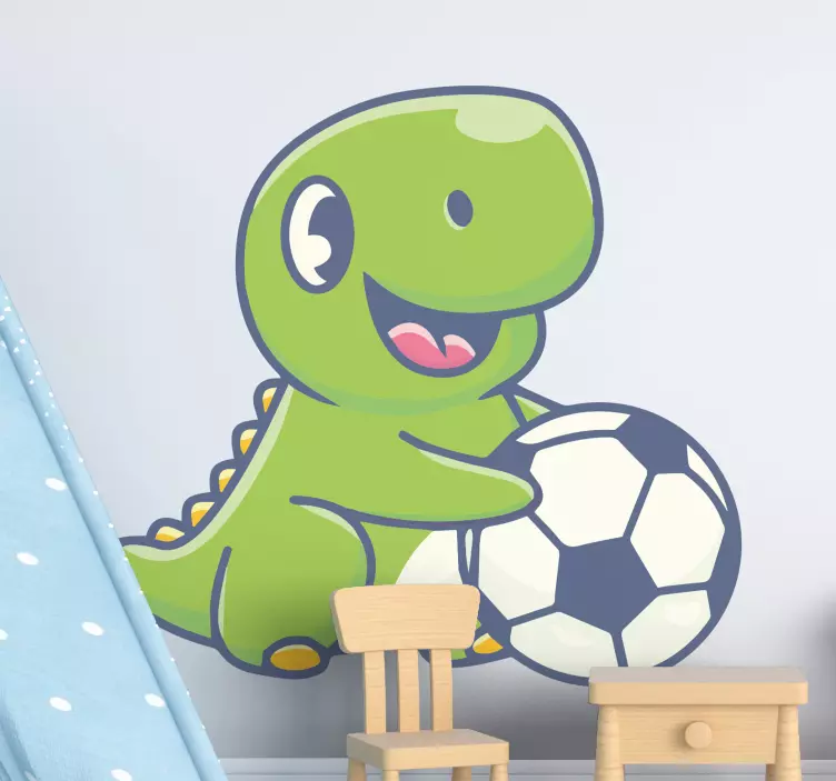 Autocolante Dinossauro fofo futebol - TenStickers