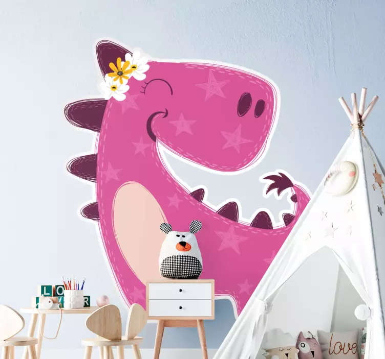 Autocolantes decorativos de dragões e dinossauros Garota dinossau - TenStickers