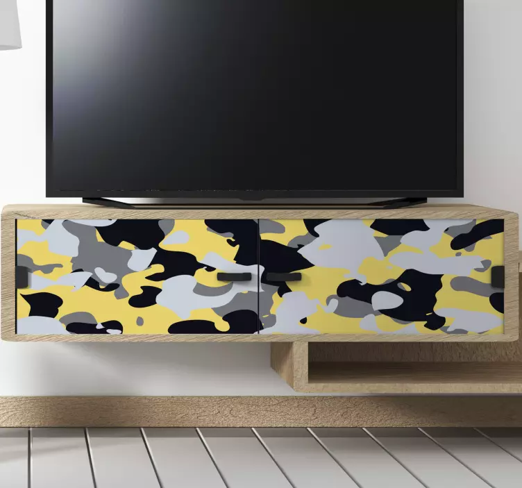 Autocolantes decorativos de estampados Camuflagem cinza e amarela - TenStickers