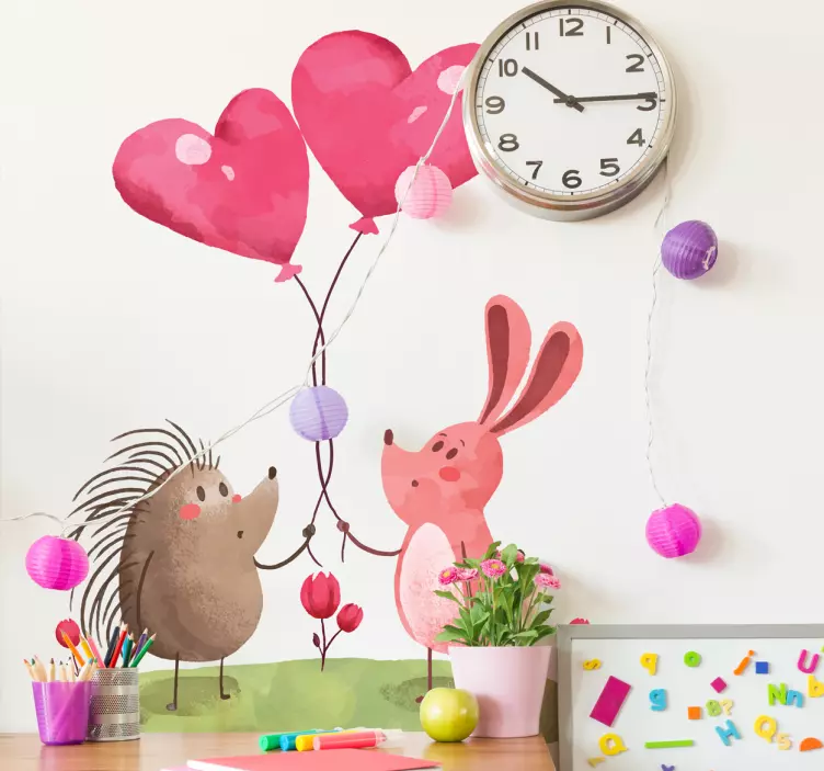 Autocolantes de ilustrações ouriço e coelho - TenStickers