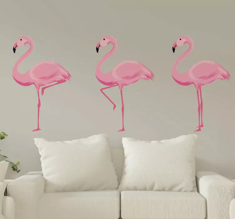 Autocolantes decorativos de pássaros e aves Flamingos rosa - TenStickers