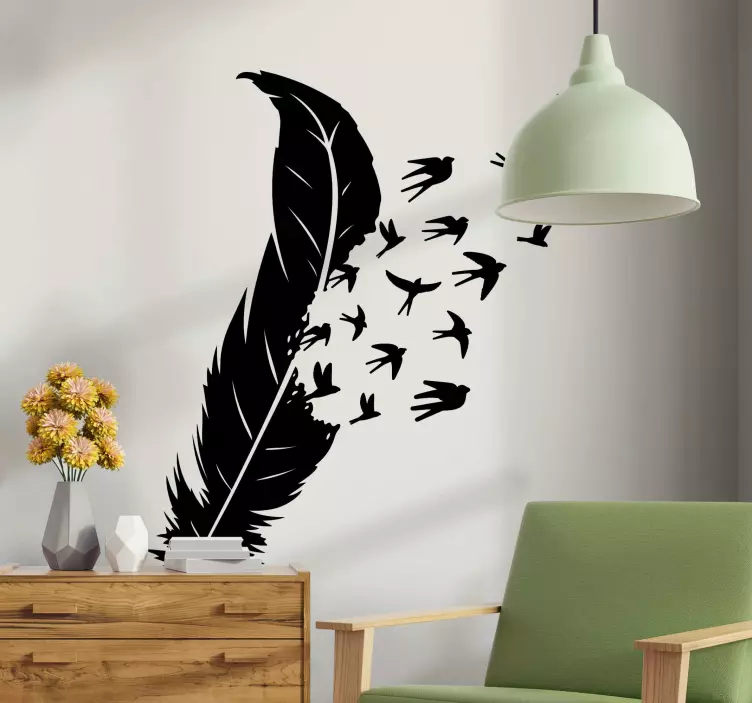 Autocolantes decorativos de pássaros e aves Pena com pássaros voa - TenStickers
