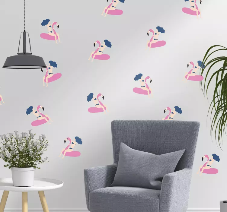 Autocolantes de pessoas desenhos de flamingos - TenStickers
