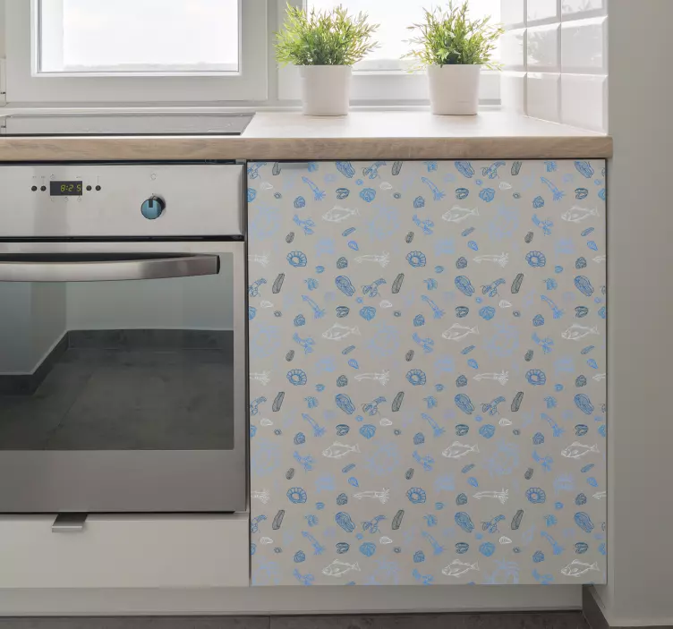 Autocolantes de comida Padrão de frutos do mar - TenStickers