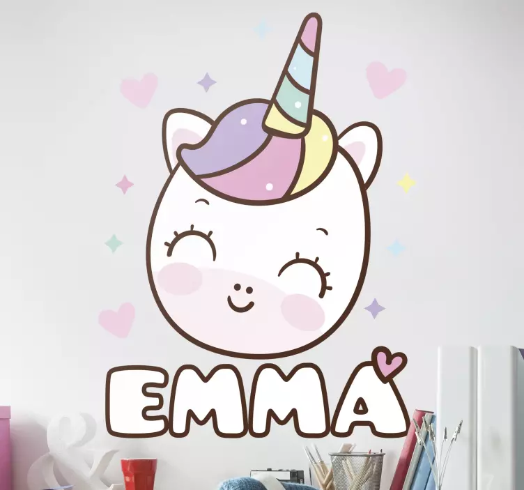 Autocolantes de contos infantis Unicórnio com nome - TenStickers