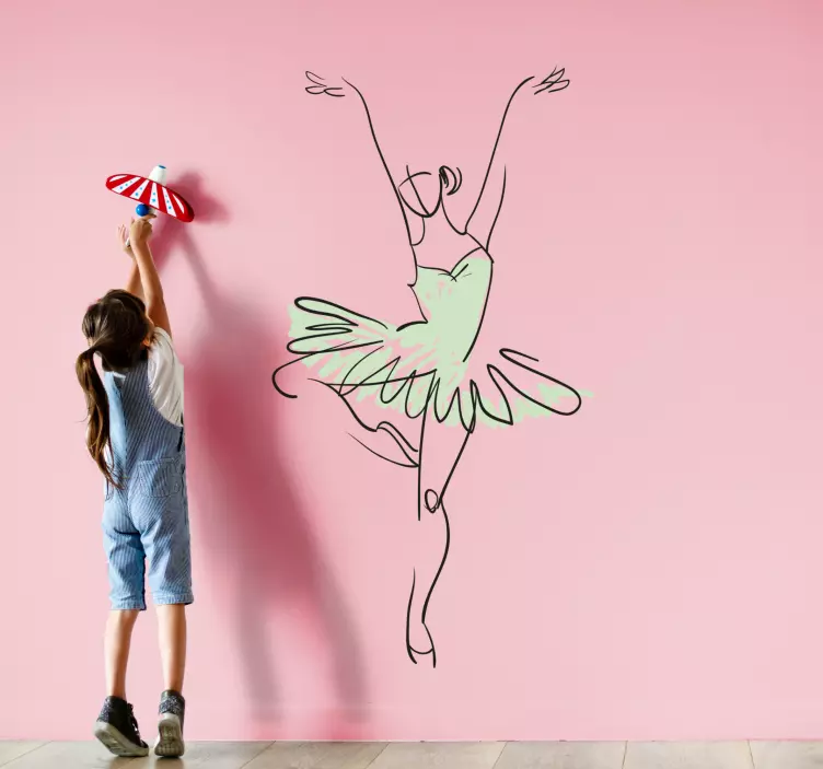 Autocolantes de ilustrações Bailarina em pose line art - TenStickers