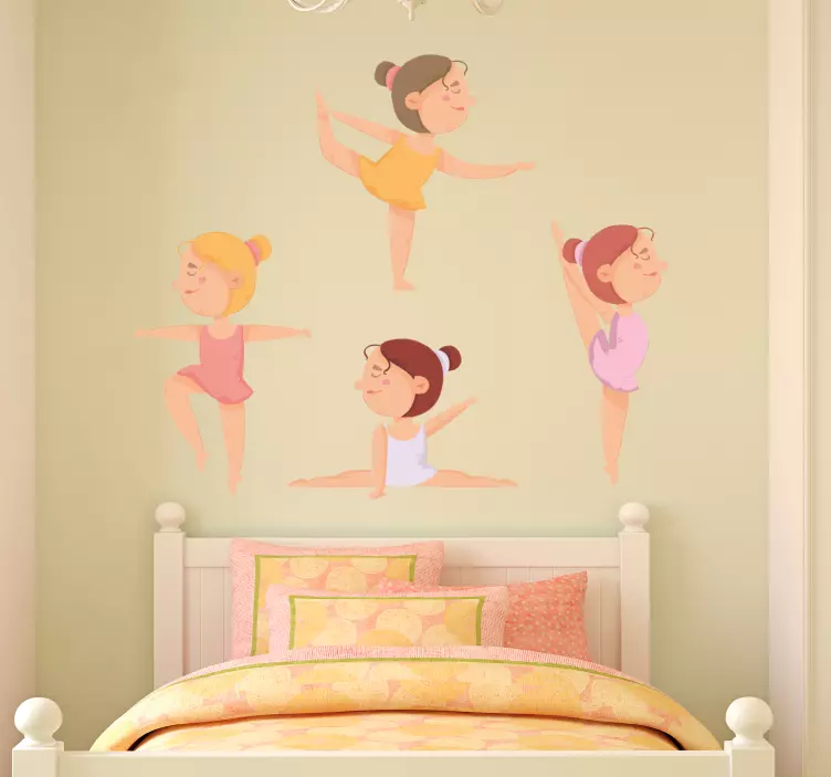 Autocolantes de ilustrações Conjunto de bailarinas alongando - TenStickers