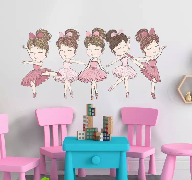 Autocolantes de ilustrações Conjunto de bailarinas rosa - TenStickers