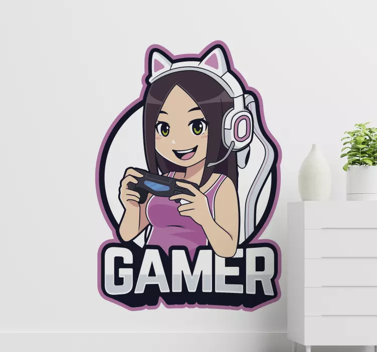 Autocolantes de ilustrações Gamer anime girl - TenStickers