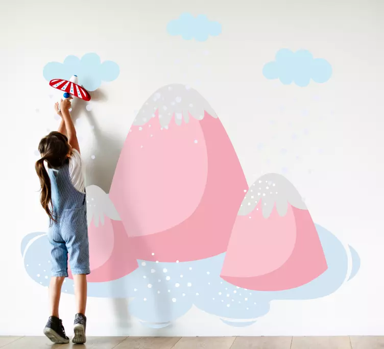 Autocolantes de ilustrações Montanhas rosa com gotas de chuva - TenStickers